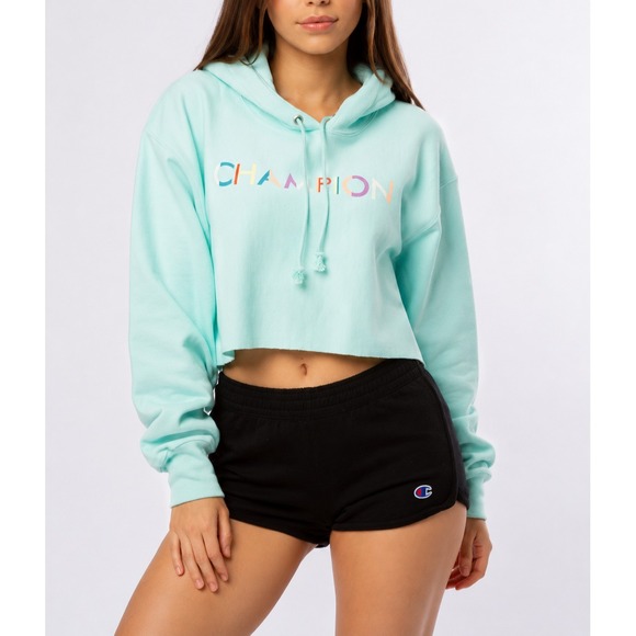 Champion Tops - NWOT Champion Reverse Weave Cropped Cut Off Hoodie Sweatshirt Blue M Oversized